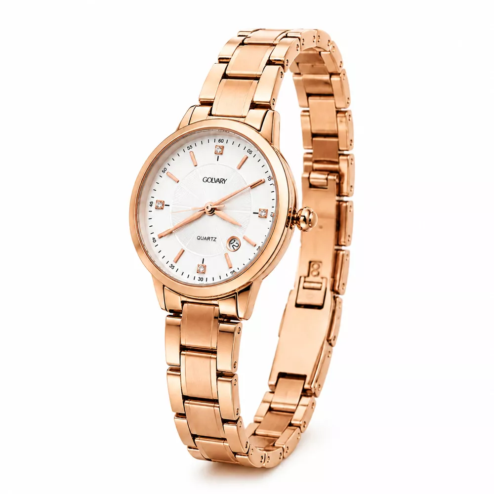 GOLVARY G-1819G159 - MONTRE FEMME ACIER ROSE GOLD & SILVER