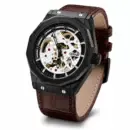 Golvary G-9248L189 - Montre Homme Squelette Argent & marron