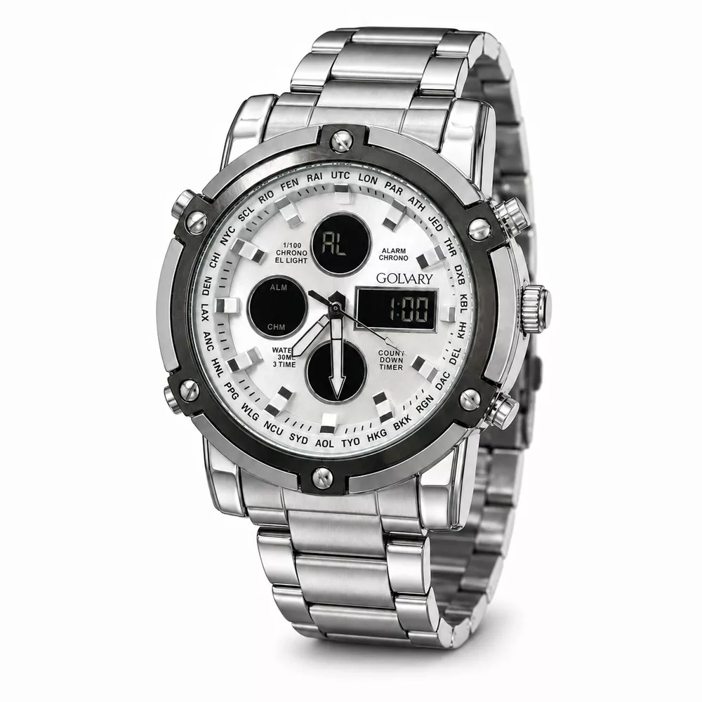 Golvary G-1389S159 - Montre Homme Chronographe Argenté