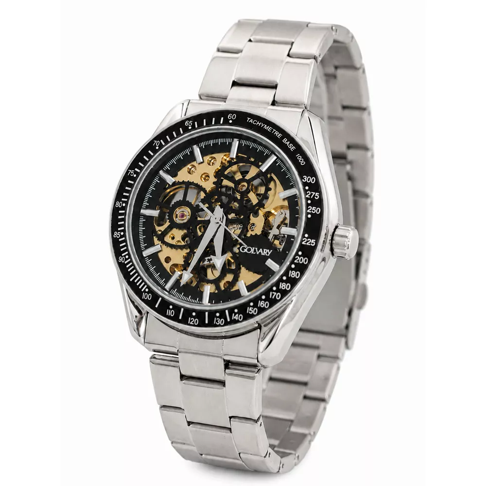 Golvary G-9194S189 - Montre Homme Squelette Automatique Argenté