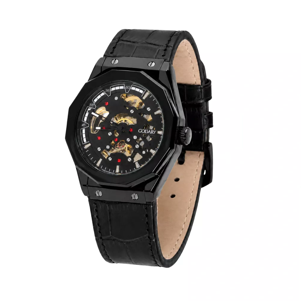 Golvary G-9248L189 - Montre Homme Squelette Automatique Noir