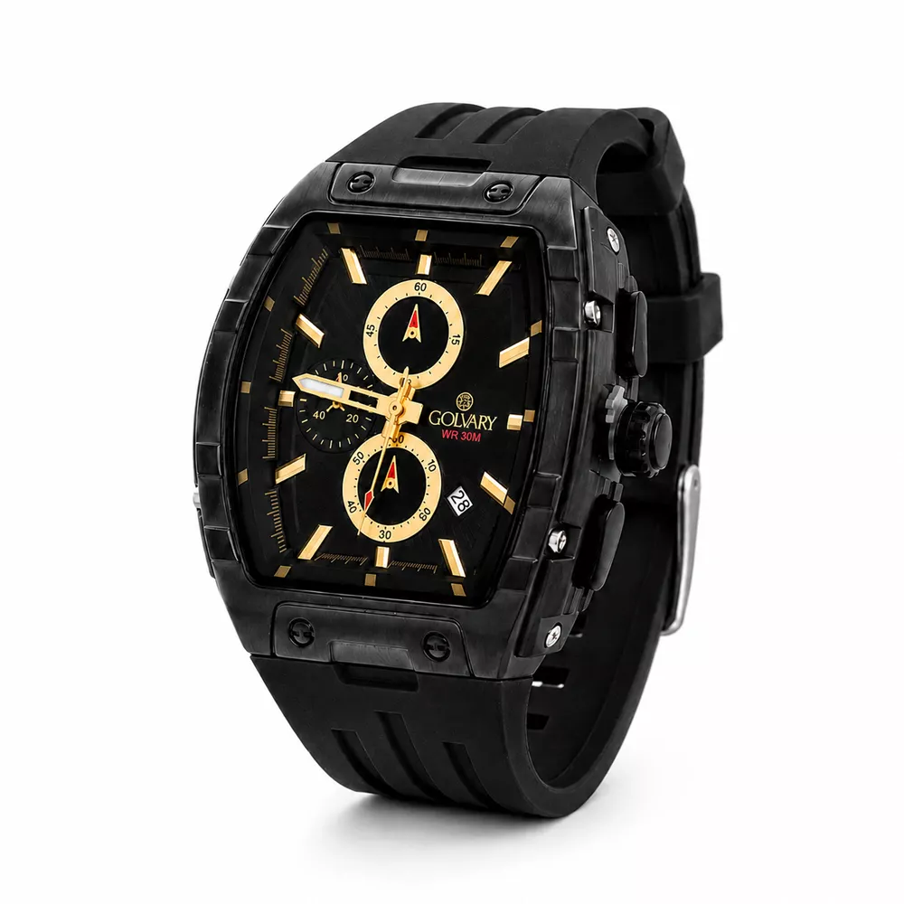 Golvary G-2363L169 - Montre Homme Chronographe Noir & Or