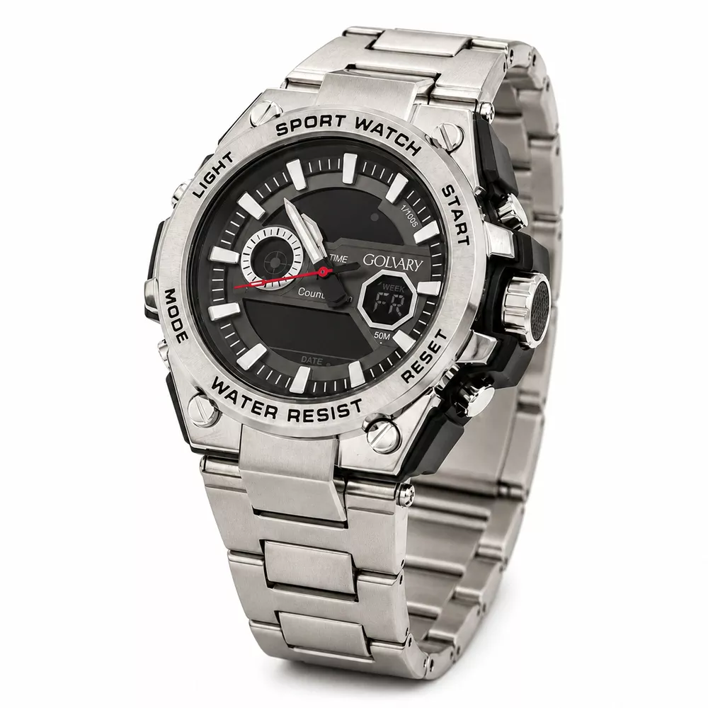 Golvary G-2416S149 - Montre Homme Sport Ana-digital Argenté