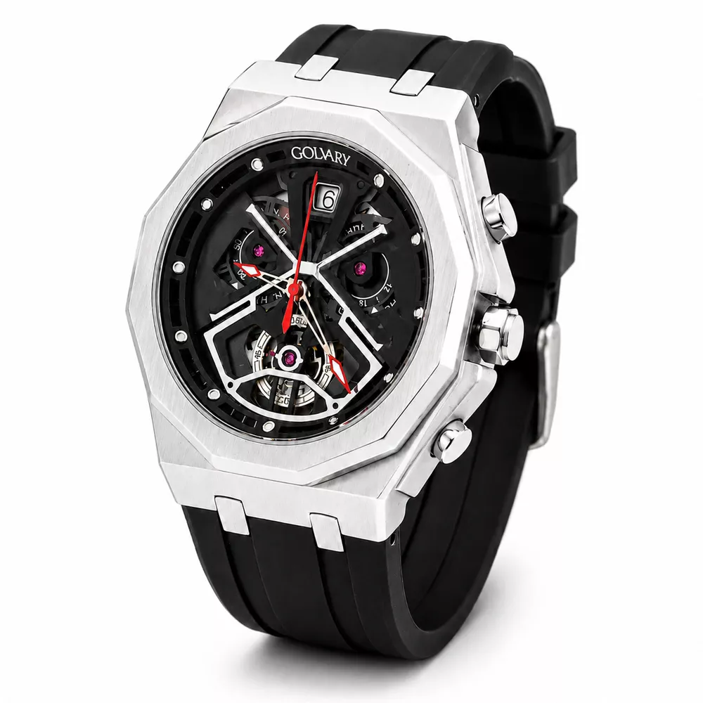 Golvary G-2432L169 - Montre Homme Chronographe Argenté & Noir