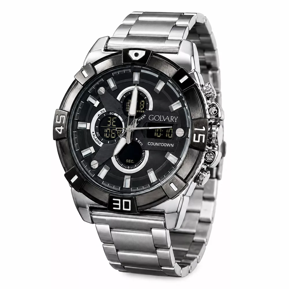Golvary G-2593S159 - Montre Homme Acier Argenté & noir